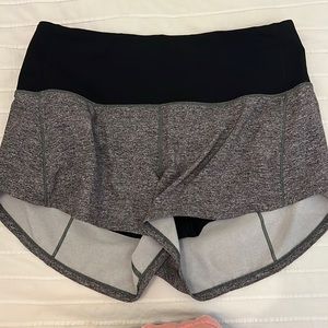 Lululemon high waisted speed shorts 2.5 inch gray black